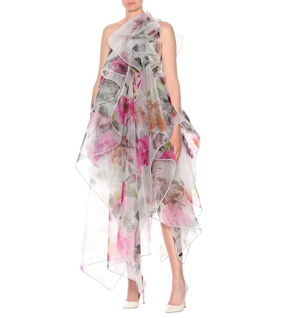 off white ruffle mesh gown