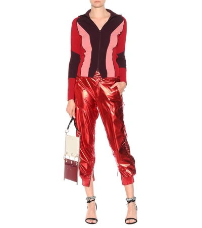 Shop Isabel Marant Aruso Metallic Silk Trousers In Red