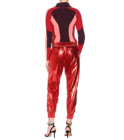 Shop Isabel Marant Aruso Metallic Silk Trousers In Red