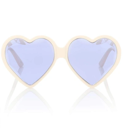 Shop Gucci Heart-frame Acetate Sunglasses In White