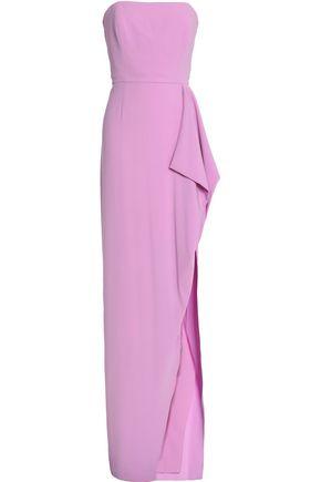 halston heritage strapless crepe gown