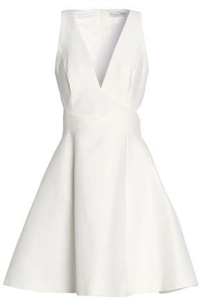 Shop Halston Heritage Flared Cutout Cotton And Silk-blend Dress In Ivory