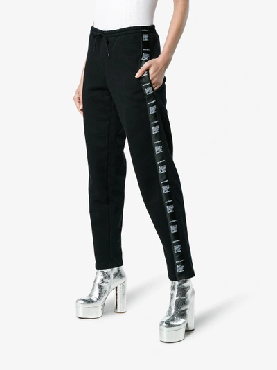 Shop Vetements Side Tape Cotton Blend Track Pants In Black