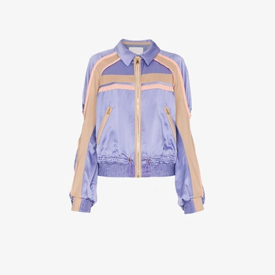 Shop Peter Pilotto Silk Contrast Cady Jacket In Pink&purple