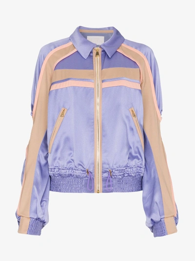 Shop Peter Pilotto Silk Contrast Cady Jacket In Pink&purple