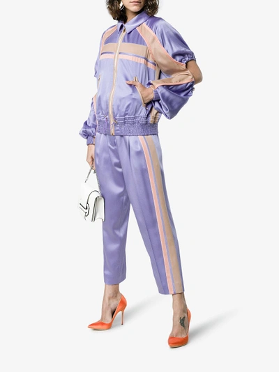 Shop Peter Pilotto Silk Contrast Cady Jacket In Pink&purple