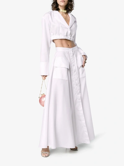 Shop Michael Lo Sordo Full Circle Maxi Cotton Skirt In White