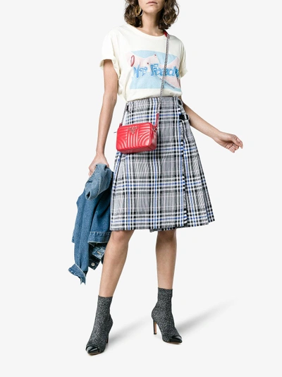 Shop Christopher Kane Cotton Pleated Check Skirt In White