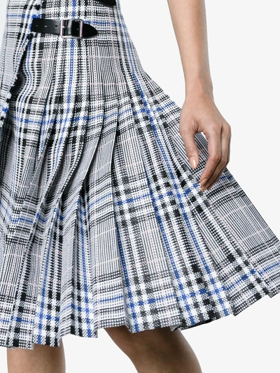 Shop Christopher Kane Cotton Pleated Check Skirt In White