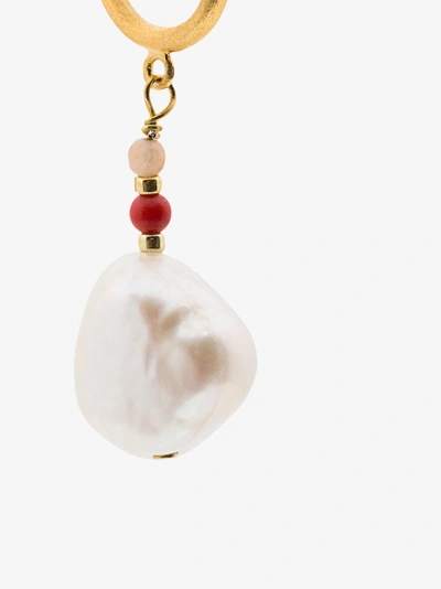 Shop Anni Lu Baroque Pearl Earrings With Pink Coral In White