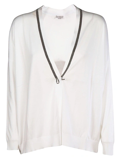 Shop Brunello Cucinelli V-neck Cardigan In White