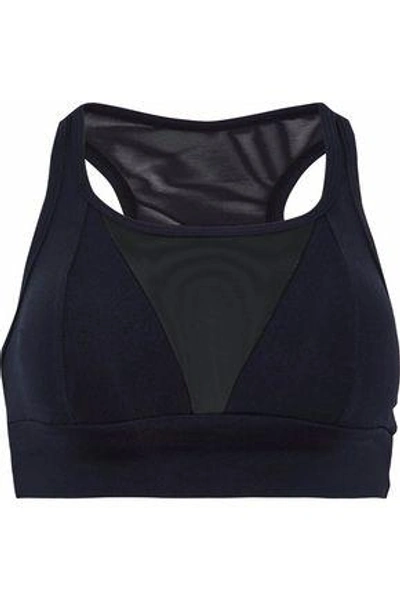 Shop Bodyism Woman Mesh-paneled Jersey Sports Bra Black