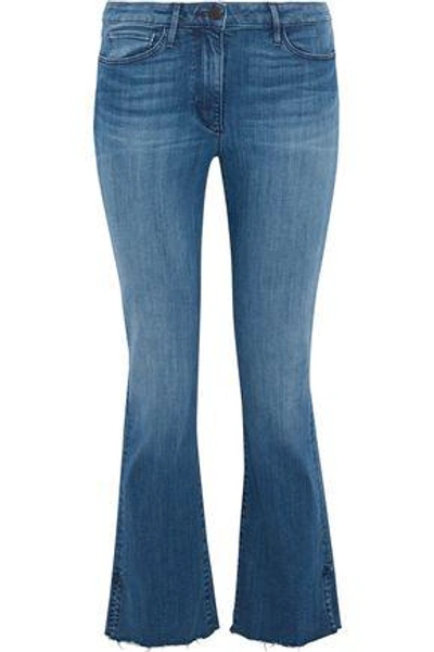 Shop 3x1 Frayed Mid-rise Kick-flare Jeans In Mid Denim
