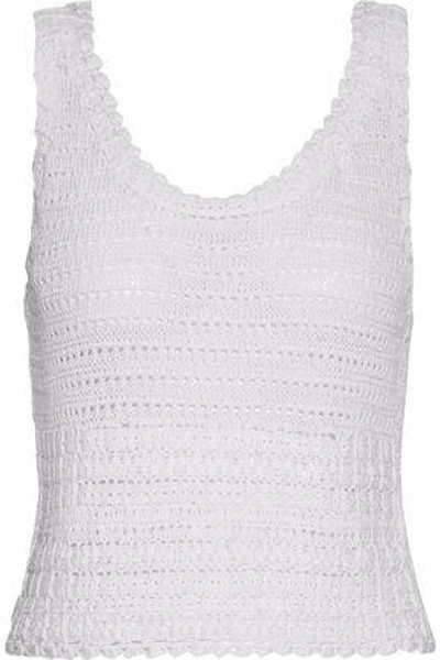 Shop Alice And Olivia Woman Crochet And Pointelle-knit Top White