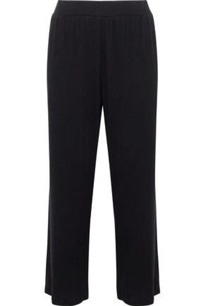 Shop Skin Woman Ribbed-knit Pajama Pants Black