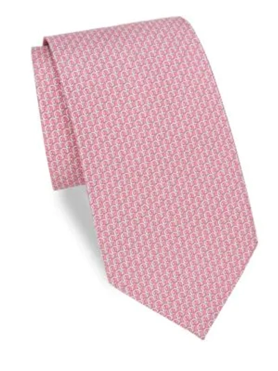Shop Ferragamo Silk Interlock Gancini Tie In Pink