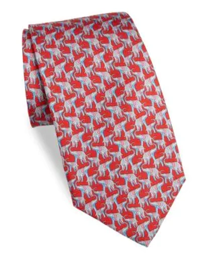 Shop Ferragamo Elephant Silk Tie In Red