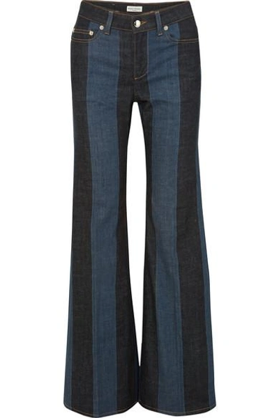 Shop Sonia Rykiel Striped Denim Mid-rise Flared Jeans In Blue