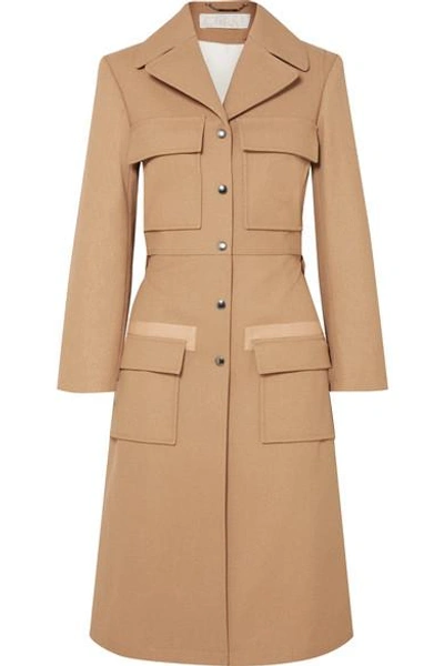 Shop Chloé Woven Cotton Trench Coat In Tan