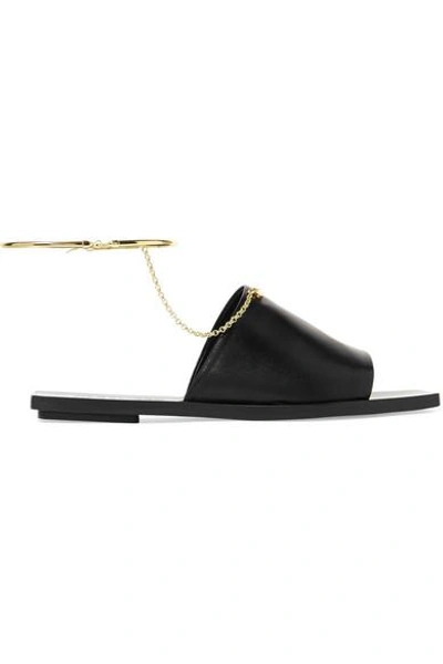 Shop Jil Sander Embellished Leather Sandals In Black