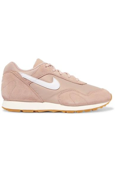 Shop Nike Outburst Suede, Mesh And Leather Sneakers In Beige