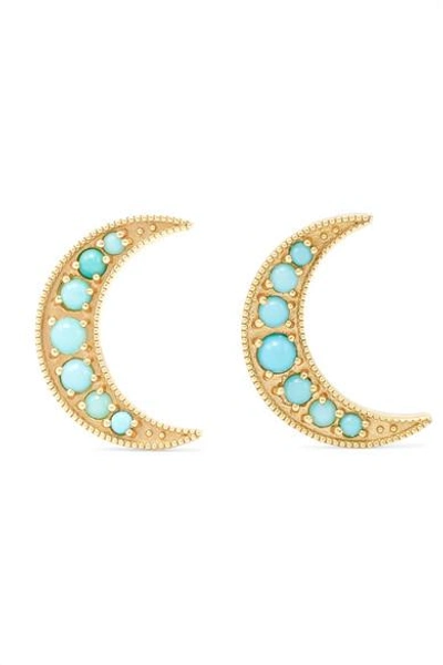 Shop Andrea Fohrman Crescent Moon 18-karat Gold Turquoise Earrings