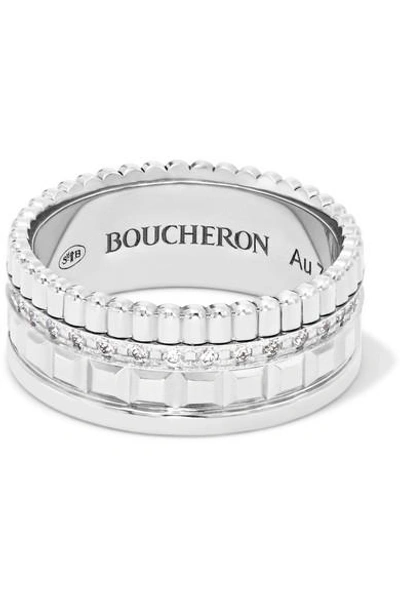 Shop Boucheron Quatre Radiant Edition Small 18-karat White Gold Diamond Ring