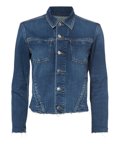 Shop L Agence Janelle Cropped Denim Jacket In Authentique