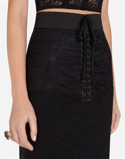 Shop Dolce & Gabbana Lace Skirt With Corset Details In Black