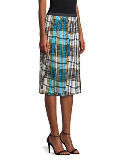 Shop Marc Jacobs Patchwork Plaid A-line Skirt In Blue Multi
