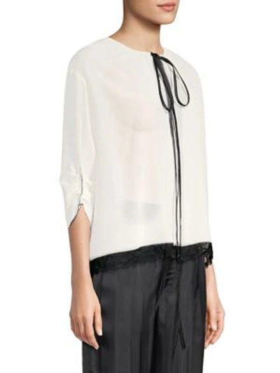 Shop Marc Jacobs Silk Tie-neck Blouse In Ivory