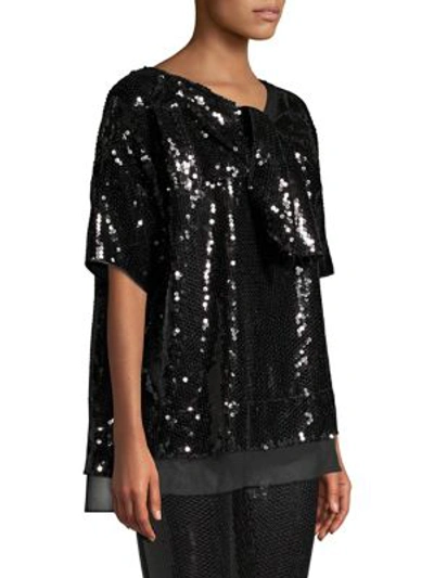 Shop Marc Jacobs Sequin Bow T-shirt In Black