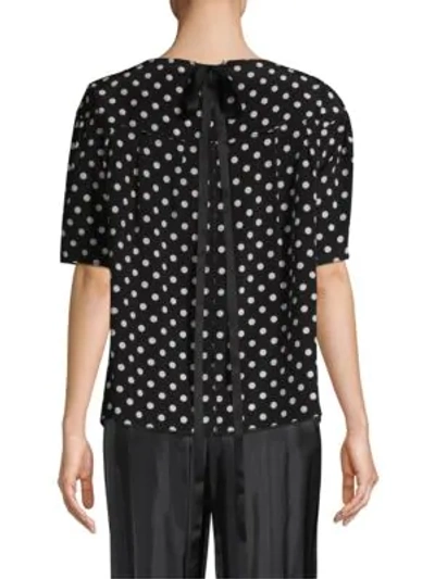 Shop Marc Jacobs Silk Polka Dot Bow Top In Black-white