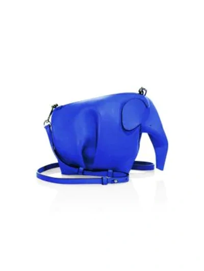 Shop Loewe Mini Leather Elephant Crossbody Bag In Electric Blue