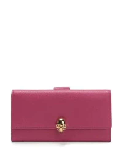 Shop Alexander Mcqueen Continental Leather Wallet In Magenta