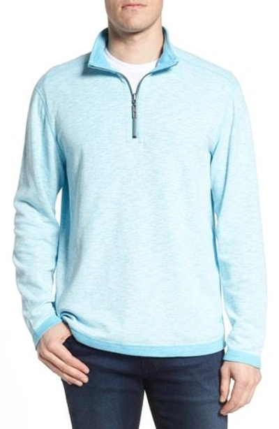 Shop Tommy Bahama Sea Glass Reversible Quarter Zip Pullover In Breeze Blue