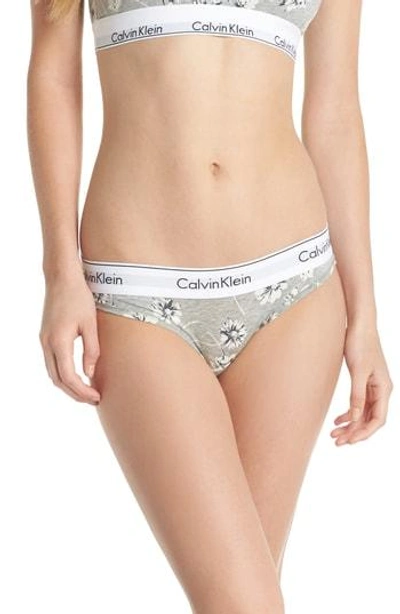 Shop Calvin Klein 'modern Cotton Collection' Cotton Blend Bikini In Scattered Posy Grey Htr