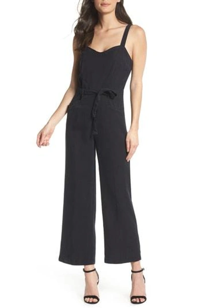 Shop Paige Emma Tie-waist Jumpsuit In Black Pearl