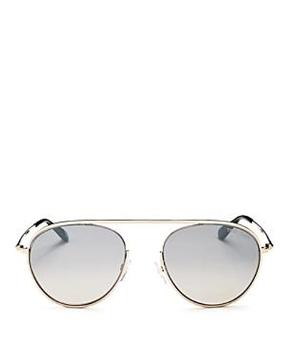 Shop Tom Ford Women's Mirrored Brow Bar Aviator Sunglasses, 55mm In Rose Gold/smoke Silver
