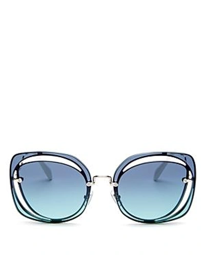 Shop Miu Miu Women's Scenique Evolution Square Sunglasses, 64mm In Silver/blue