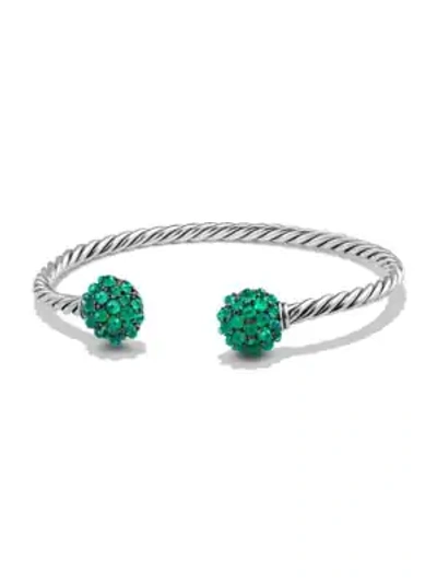 Shop David Yurman Osetra End Station Bracelet With Faceted Gemstones In Green Onyx