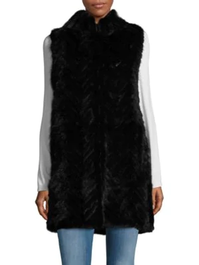 Shop Belle Fare Sleeveless Mink Fur Tunic Vest In Black