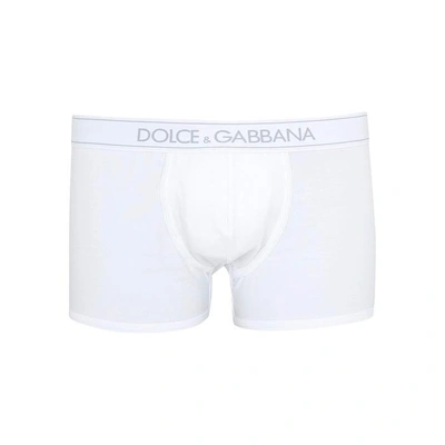 Shop Dolce & Gabbana White Stretch Cotton Boxer Briefs