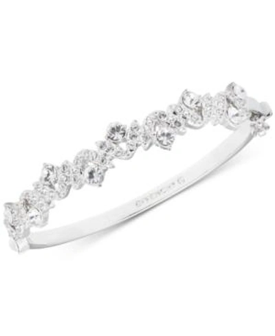 Shop Givenchy Crystal Hinged Bangle Bracelet In Silver