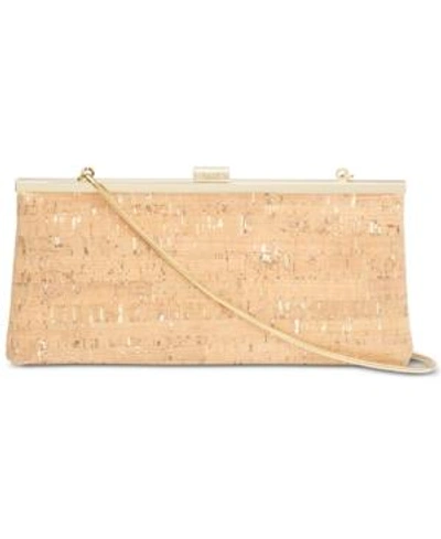 Shop Calvin Klein Cork Small Clutch In Natural/gold