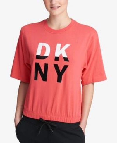Shop Dkny Sport Logo Cropped Sweatshirt In Atomic Red