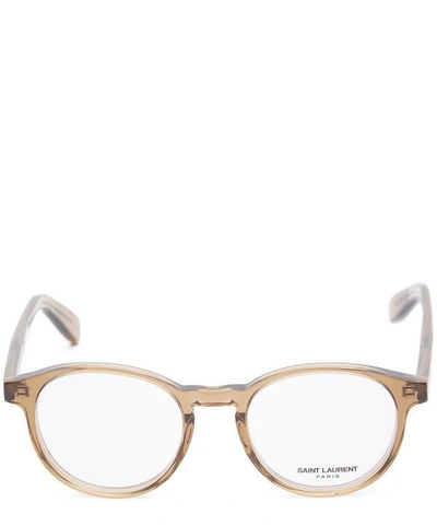 Shop Saint Laurent Round Acetate Sunglasses In White
