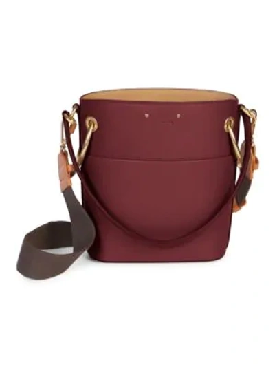 Shop Chloé Small Drawstring Leather Bucket Bag In Plum