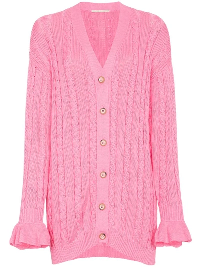 Shop Marco De Vincenzo Cotton Knit Cardigan - Pink