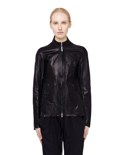 Shop Isaac Sellam Leather Jacket With Zip Decoration In Black
